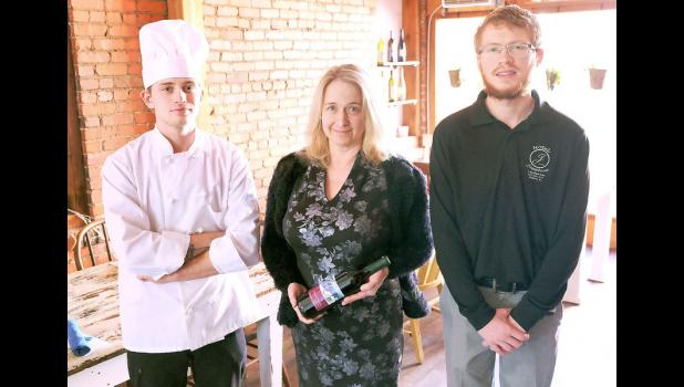 The Oak Roots restaurant at Hotel Josephine is open, offering breakfast, lunch and dinner. The restaurant is open from 7:30 a.m. to 11 p.m. seven days a week. Shown in the photo above in the restaurant’s dining area are (from left) Chef Aspen Cripps, Sara Fox (hotel owner) and Tracer Fox (hotel manager). (Photo by Ali Holcomb)