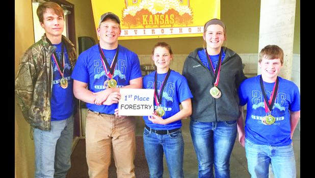 Submitted photo Members of the Holton High School Envirothon team that qualified for the North America Envirothon competition this summer in Canada include (from left) juniors Ian McAsey, Tel Witmer, Alexandra Myers, Alexandra Clark and freshman Walker Sheldon.