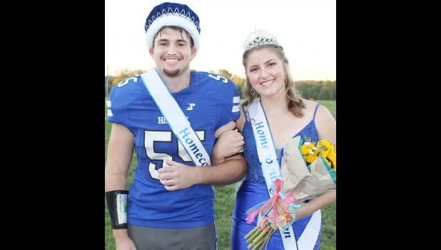 Holton High School seniors Eli Hines (at left) and Marley Gilliland (at right) were crowned king and queen of the Wildcat homecoming event, which saw the HHS football team defeated by visiting Jefferson West. (Photo by Brian Sanders)