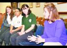 Congresswoman and Holton native Lynn Jenkins (right) paid a Tuesday afternoon visit to Holton City Hall, where the audience included AmeriCorps volunteers (from left) Brittney Donovan of Kingston, N.Y., Angelina Jimenez of Denver, Colo., and Kerry Aszklar of Annapolis, Md.