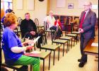 In the photo above, Kansas House Representative Randy Garber (R-Sabetha) is shown at right listening to a question by Barbara Hutchinson of Circleville (at left) during the Legislative Forum held in Holton on April 2.