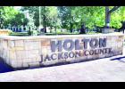 Construction of the new Holton sign on the southwest corner of the Jackson County Courtyard is complete. The project was a joint effort between the Jackson County Commission and Holton Main Street. 