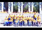 The group of veterans and guardians who participated in last week's Honor Flight through Jackson Heights posed for a group photo in front of the World War II Memorial in Washington, D.C. A total of 29 veterans and 19 student guardians took part in the day-long event. 