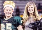 Jackson Heights High School seniors Caleb Sullivan (left) and Bree Williams were named king and queen over fall homecoming activities at halftime of the Cobras’ 46-8 football victory over Onaga. (Photo by Kelly Breckunitch)