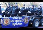 Members of Bernie Deghand American Legion Post 423 of Mayetta participated in the Veterans Day parade held Thursday, Nov. 11, on Holton’s Town Square. (Photo by Brian Sanders)