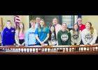 Jackson County Youth Coalition representatives from Jackson Heights, Holton and Royal Valley high schools recently shared an annual report with the Jackson County Commissioners. Those shown in the photo above include (front row, from left) Madison Lawson and Emirson Frtiz of Jackson Heights, Alec Frazier, Renn Deters, Emily Lin and Emily Ditzler of Holton, Averie Stithem and Mya Snyder of Royal Valley and (back row, from left) Commissioners Keith Kelly, Dan Brenner and Mark Pruett. 	