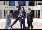 Members of the Washburn University team that won the international business plan competition include, from left, Connor England, Topeka; Kennedy White, Holton; and Mark Feuerborn, Overland Park.
