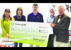 Royal Valley USD 337 received two $5,000 grants from CenturyLink recently. One of the $5,000 grants was awarded to the high school technology classroom. Pictured are (from left) Teri Griffiths (teacher), Susan Pfrang (director of curriculum and instruction), Travis Van Vleck (assistant high school principal), Jim Holloman (high school principal) and Steven Rumple (CenturyLink representative). 