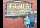 Steve (at right) and Lisa Oom of rural Denison are trading in their current professions as traveling nurses for a new career as owners of Trails Café & Café Catering, which has been serving northeast Kansans for nearly 60 years. The Ooms took over the restaurant from John and Cindy Stavropoulos on Aug. 1. (Submitted photo)