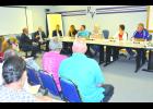 The RV Board of Education invited area candidates seeking election to the state House and Senate to meet with the board on Monday and field questions regarding education. In the photo above, Democrat Jerry Henry (at left) shared his views on education with (from left) Superintendent Aaric Davis and board members Cindy Broxterman, Linda Hegemann, Boone Smith, Pat Tuck, Ann Kelly and Jeff Stithem. Henry is running for the Senate. Several members of the public were present to listen to the forum. 